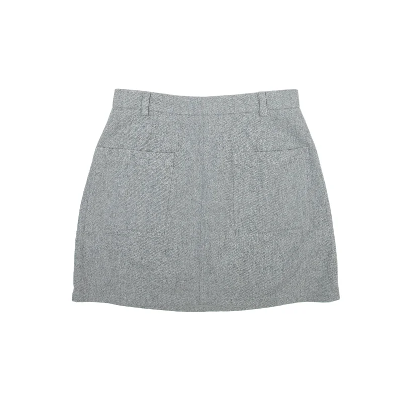 JACK WILLS Short Mini Skirt Grey Wool Womens UK 10 silk skirt elegant