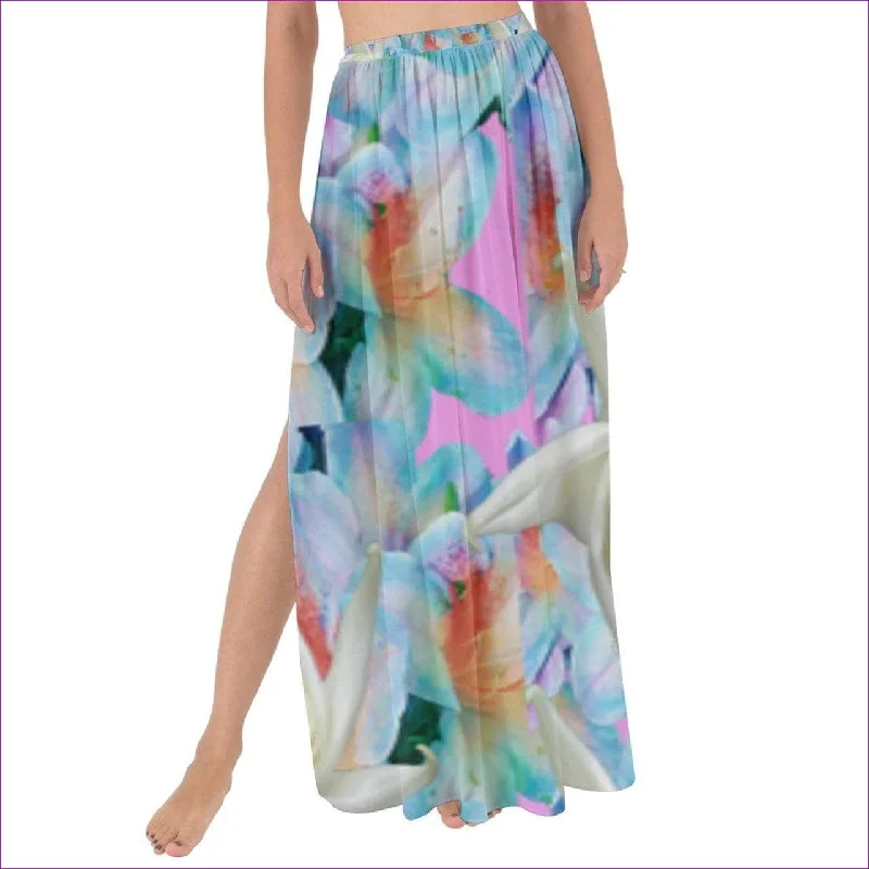 Midnight Floral Maxi Chiffon Tie-Up Sarong chiffon skirt airy