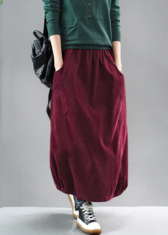 Mulberry Corduroy A Line Skirts pockets Spring summer skirt style