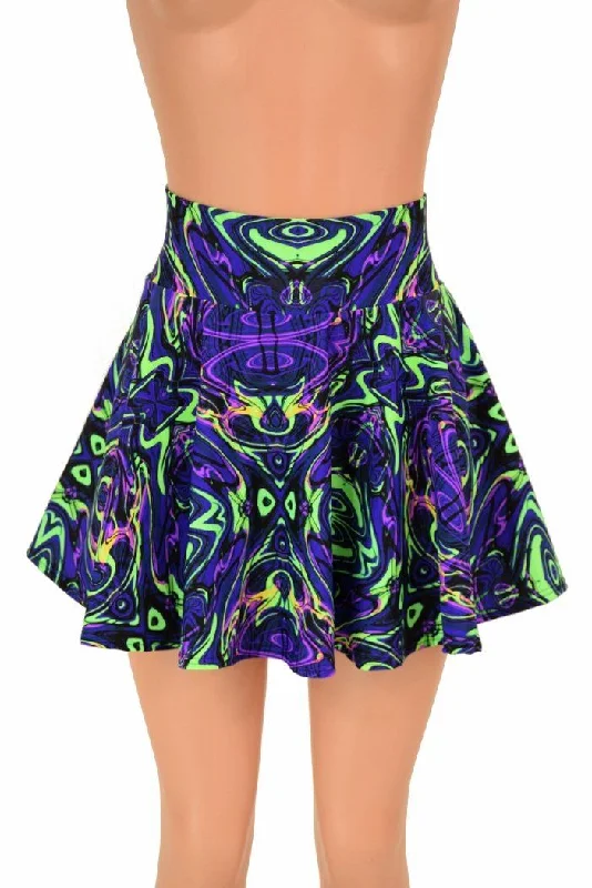 Neon Melt UV GLOW Mini Rave Skirt silk skirt elegant