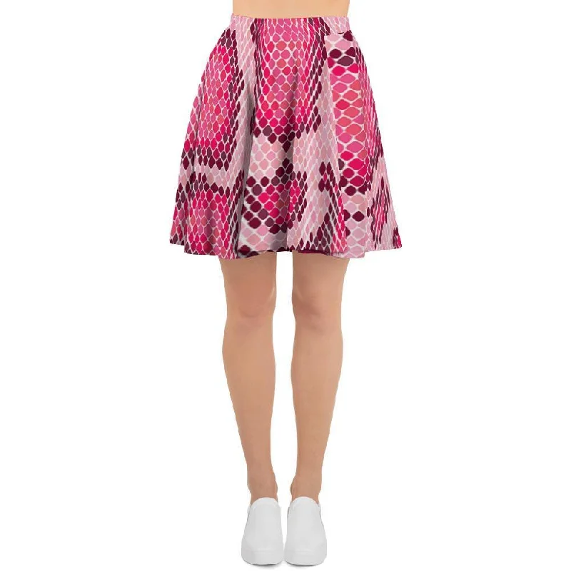 Pink Snakeskin Print Women's Skirt modal blend skirt