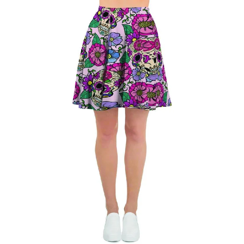 Pink Sugar Skull Floral Women's Skirt leather skirt durable