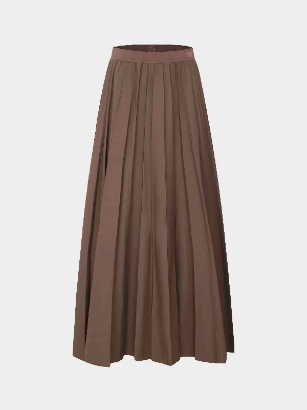 Pleated Skirt 37"-Brown chiffon skirt floaty