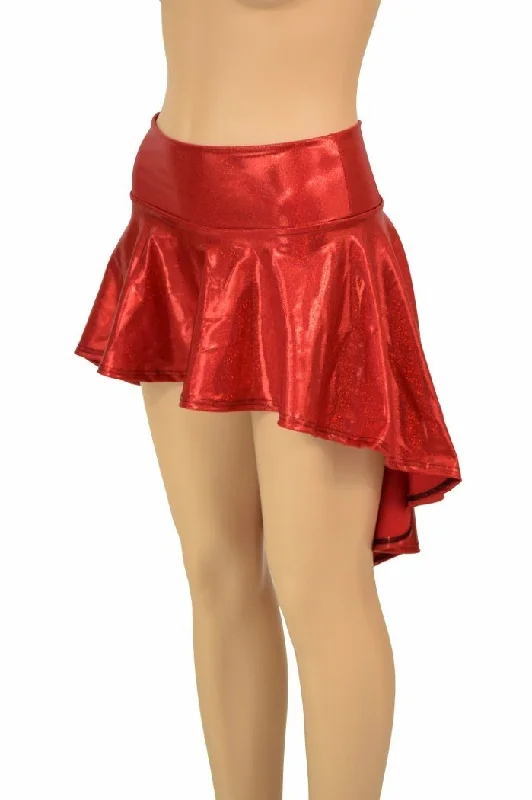 Red Sparkly Jewel Hi Lo Rave Skirt cashmere skirt soft