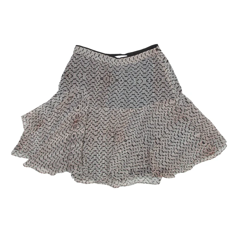 REISS Short Flare Skirt Grey Crazy Pattern Womens UK 10 linen skirt airy