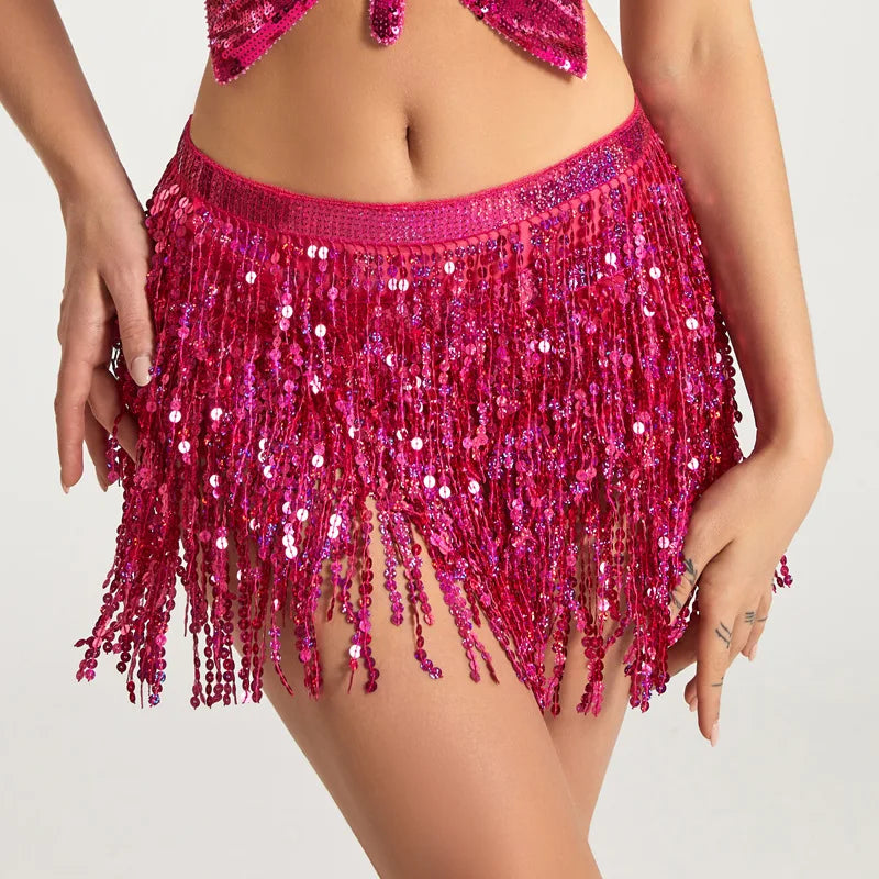 Sequin Belly Dance Performance Costume Indian Bohemian Clubwear Skirt breathable skirt fabric