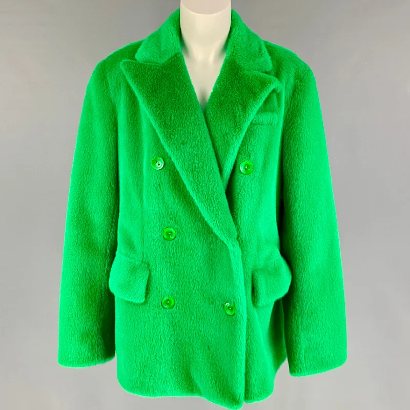 STAND STUDIO SS 22 Size M Green Textured Peak Lapel Sallie Jacket V-Neck Jacket Boat Neck Jacket Square Neck Jacket