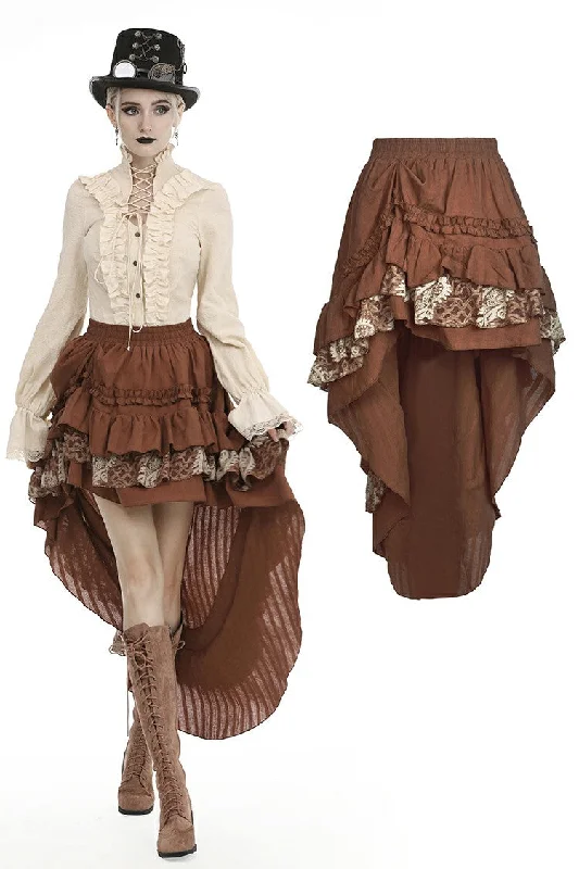 Steampunk frilly cocktail skirt KW185 modal blend skirt