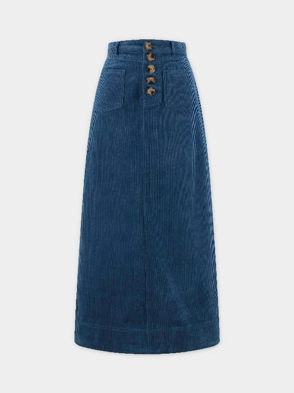 Straight Pocket Skirt-Sapphire linen skirt light