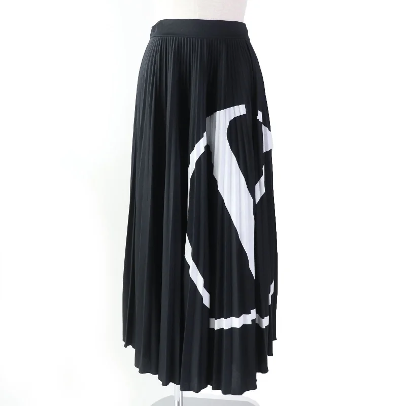 Valentino V Logo Long Flare Skirt Black XS corduroy skirt durable