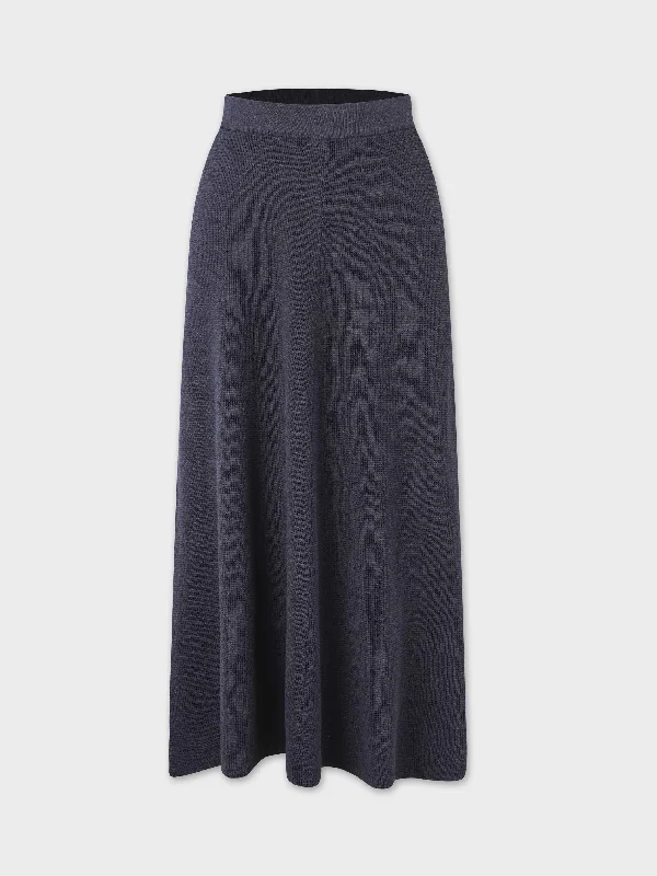 Waffle Flair Skirt-Grey corduroy skirt cozy